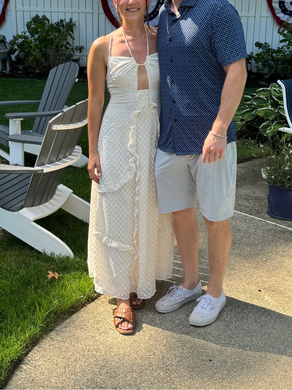 12th Tribe Cream Textured Ruffle Maxi Dress